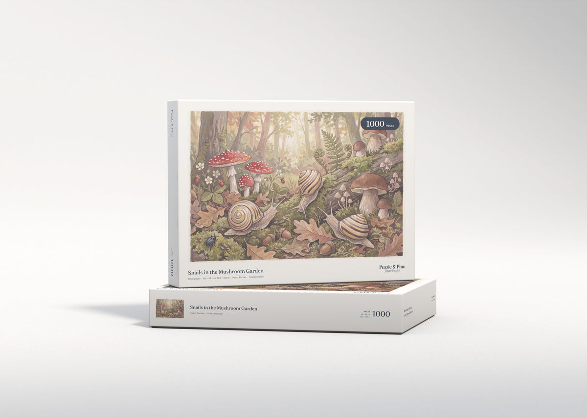 Snails in the Mushroom Garden jigsaw puzzle - gift box