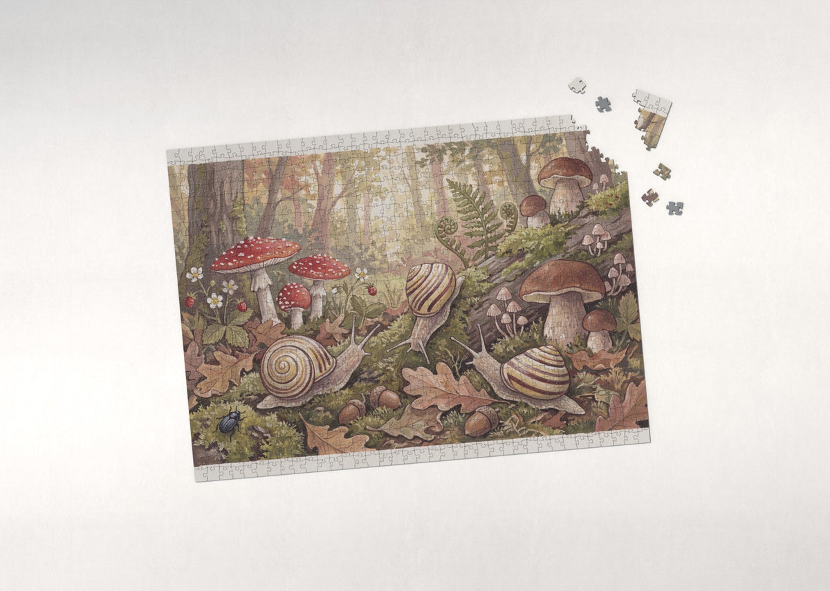 Snails in the Mushroom Garden jigsaw puzzle - puzzle with loose pieces