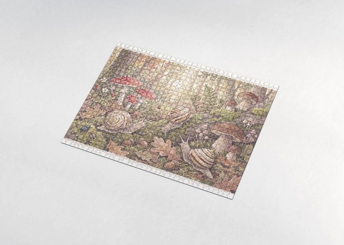 Snails in the Mushroom Garden jigsaw puzzle - assembled puzzle