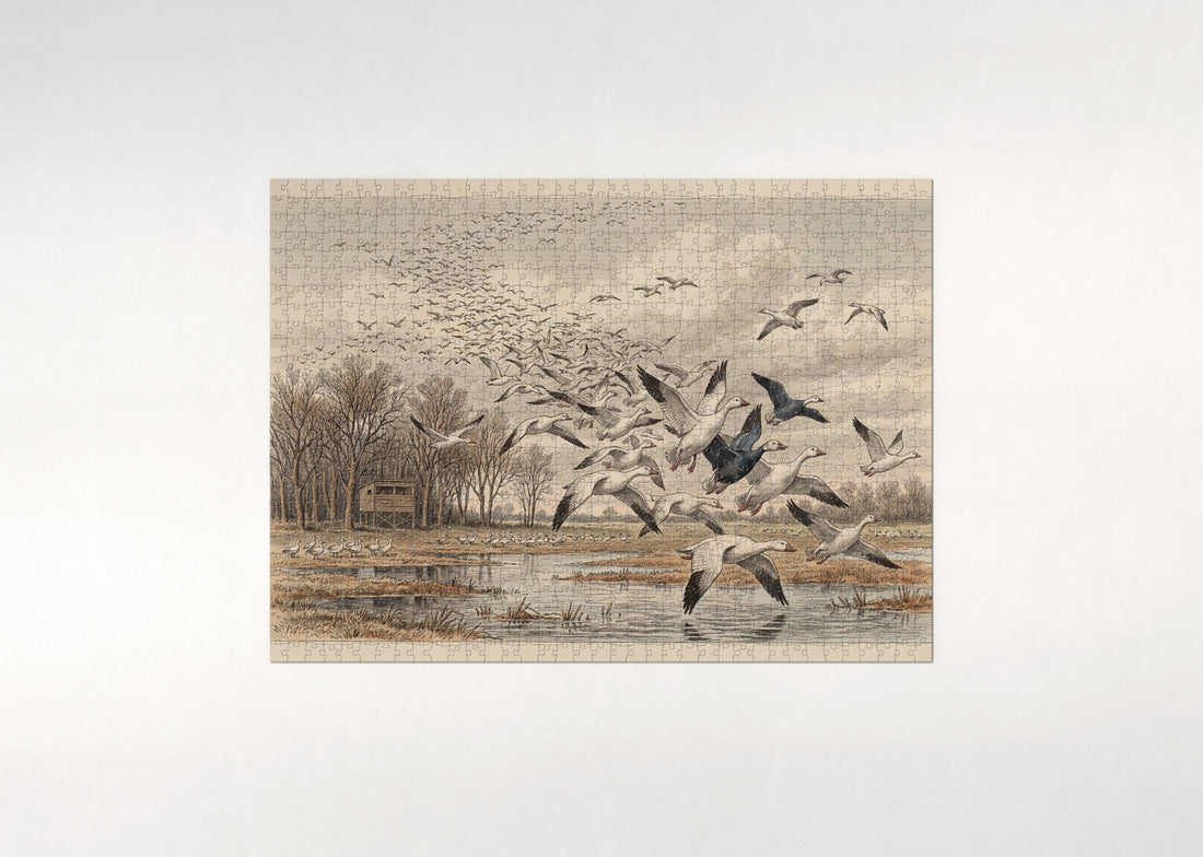 Snow Geese Taking Flight at the Refuge jigsaw puzzle - gift box
