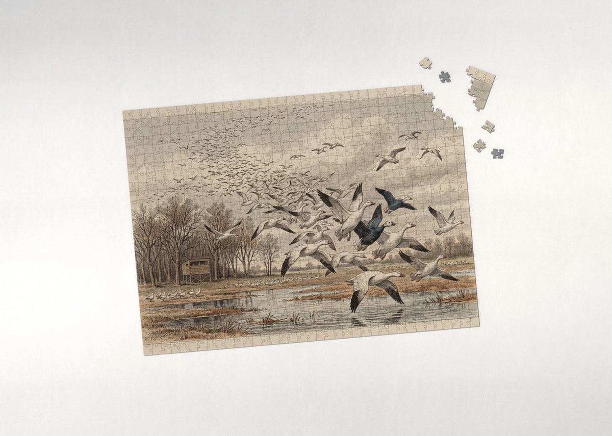 Snow Geese Taking Flight at the Refuge jigsaw puzzle - puzzle with loose pieces