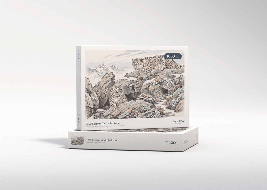 Snow Leopard Cub in the Rocks jigsaw puzzle - gift box