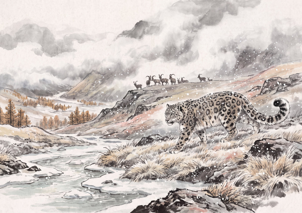Snow Leopard in the Falling Snow jigsaw puzzle
