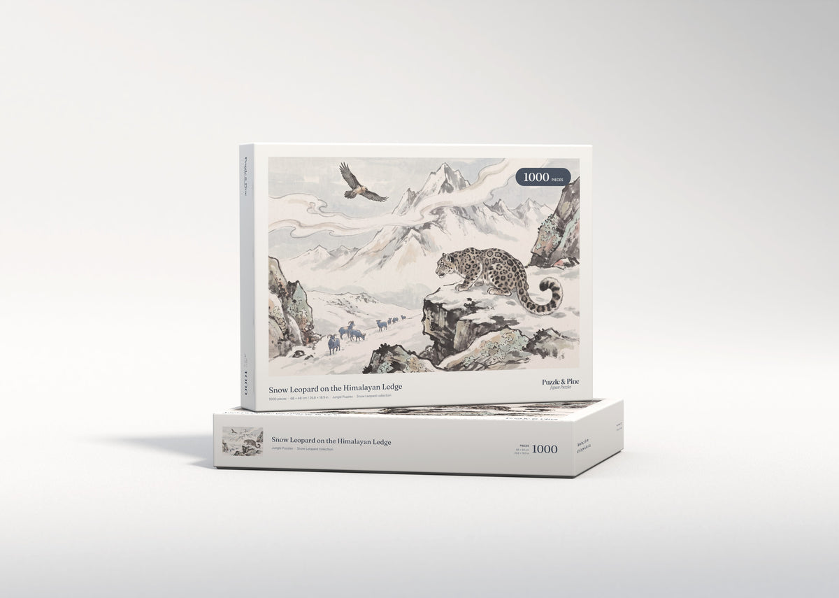 Snow Leopard on the Himalayan Ledge jigsaw puzzle - gift box