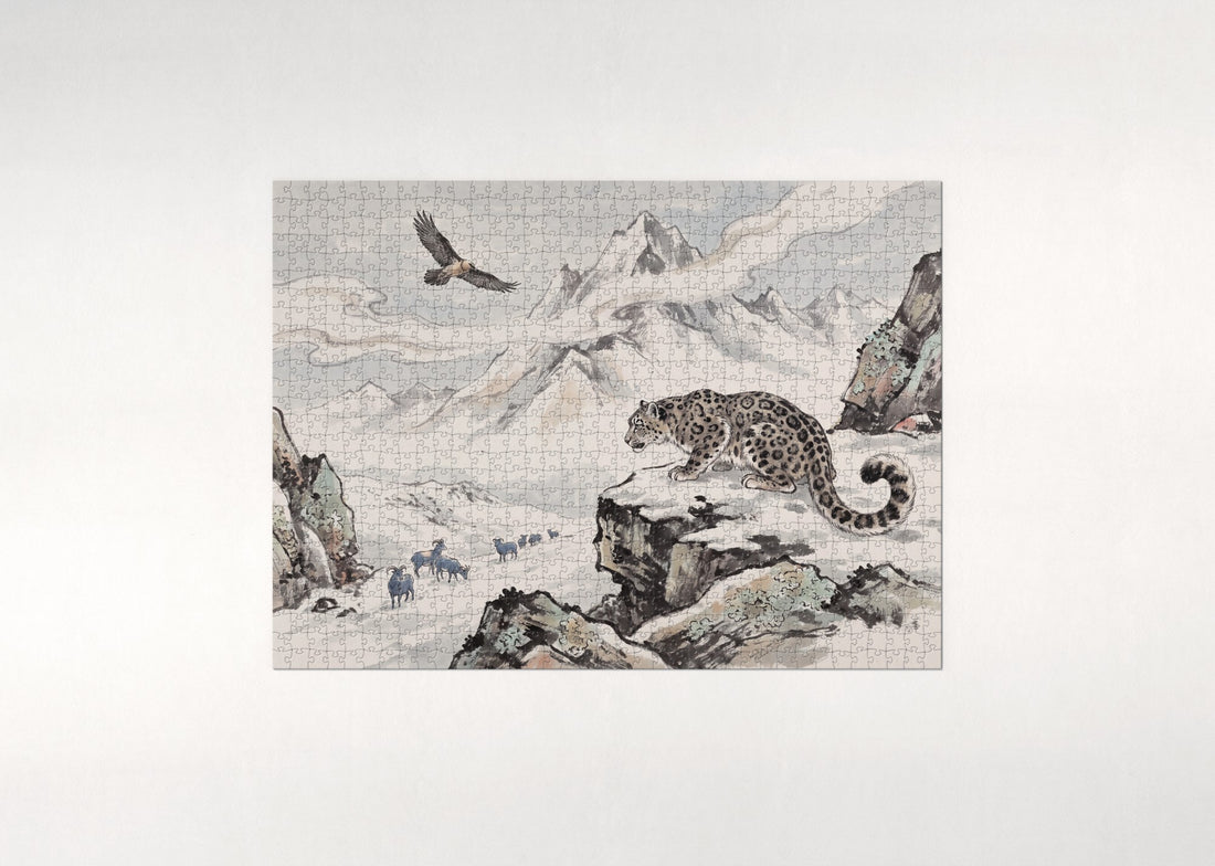 Snow Leopard on the Himalayan Ledge jigsaw puzzle - gift box