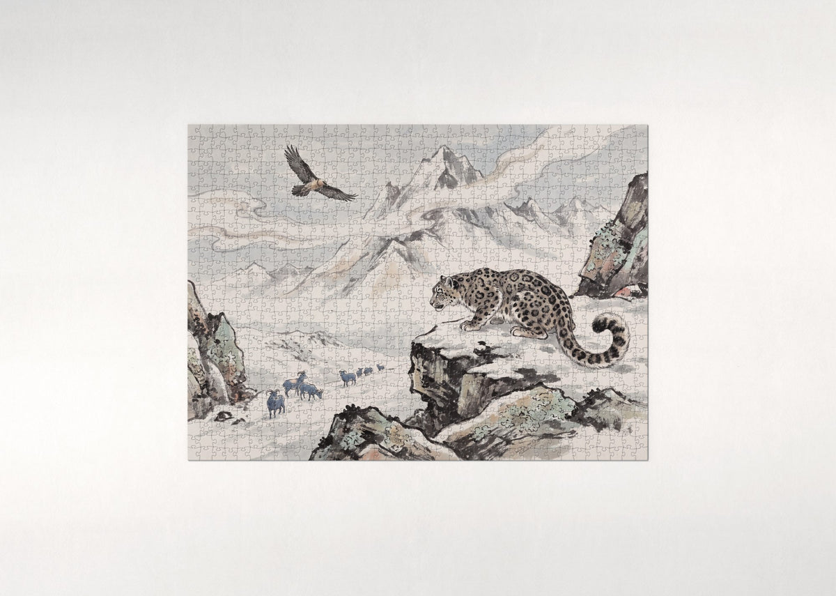 Snow Leopard on the Himalayan Ledge jigsaw puzzle - flat puzzle