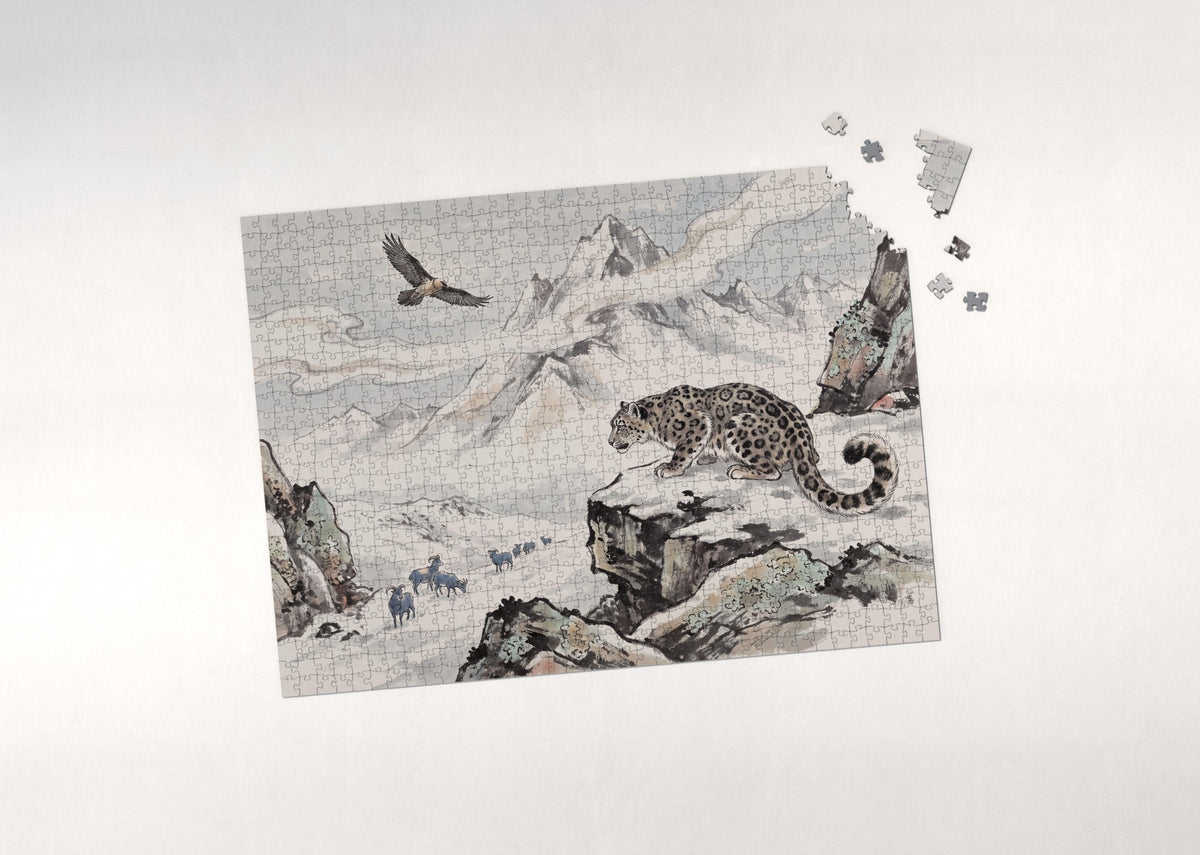 Snow Leopard on the Himalayan Ledge jigsaw puzzle - puzzle with loose pieces