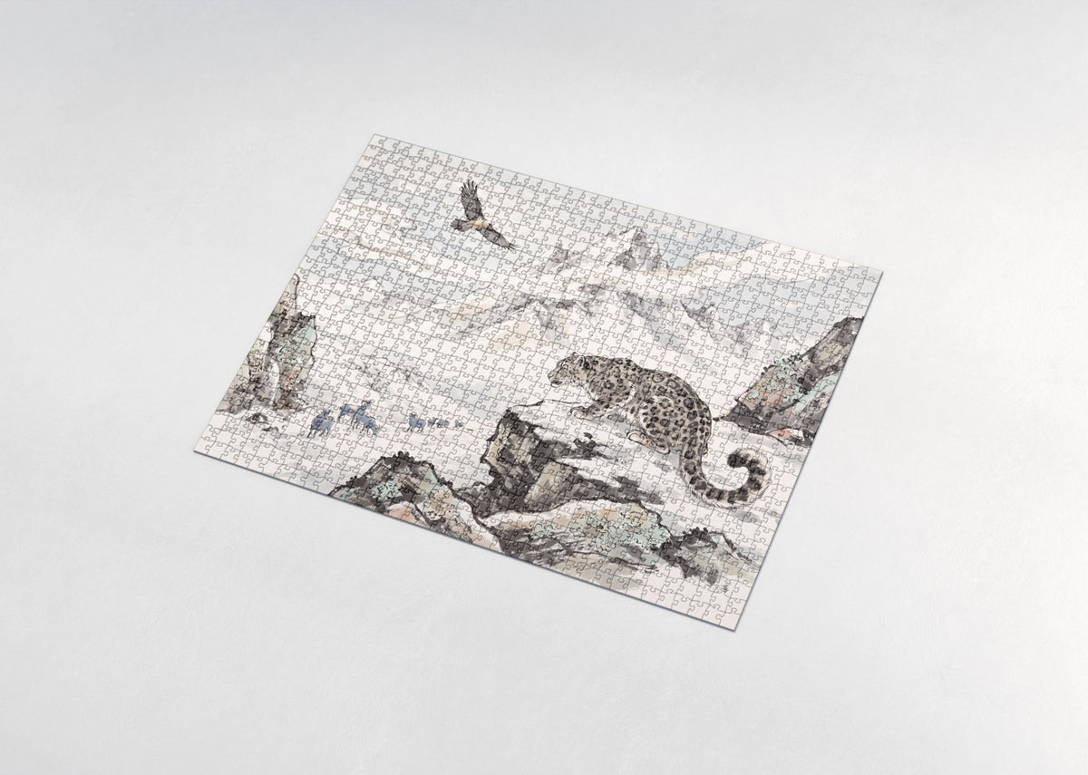 Snow Leopard on the Himalayan Ledge jigsaw puzzle - assembled puzzle