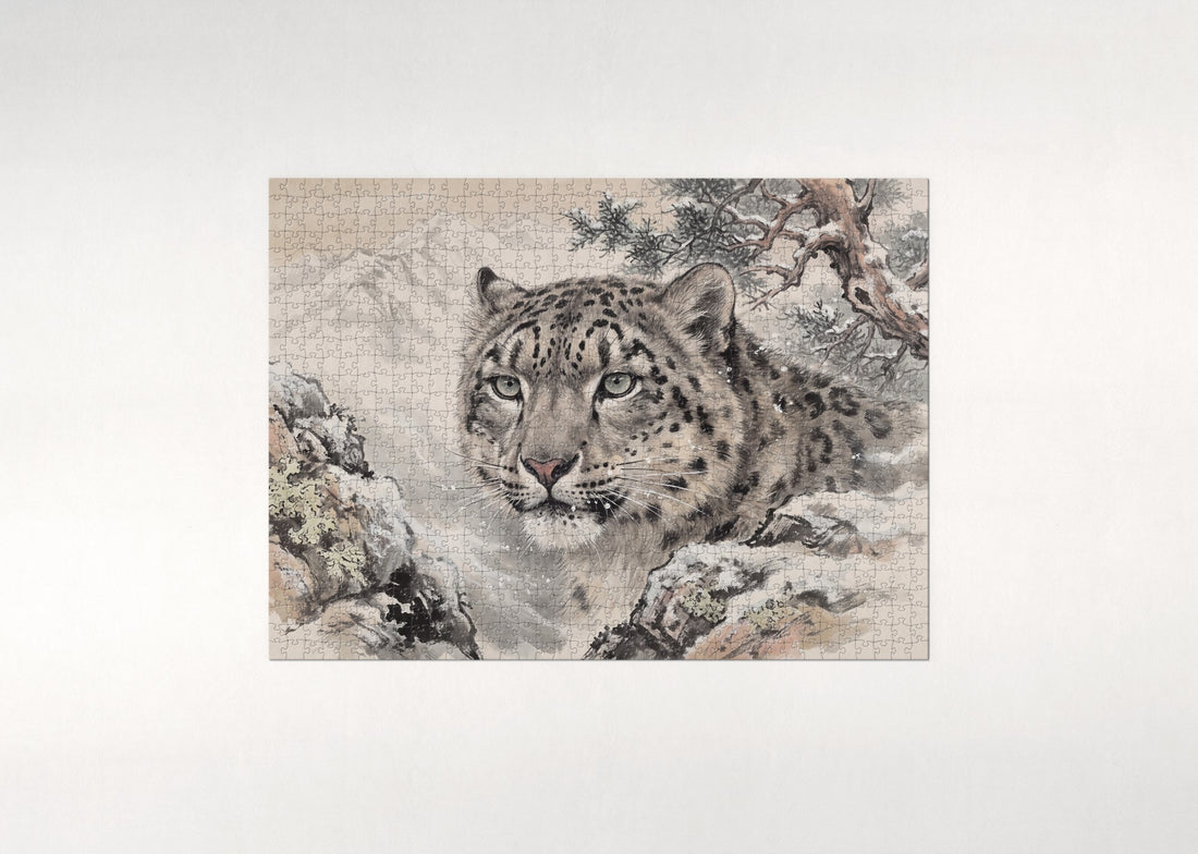 Snow Leopard Portrait jigsaw puzzle - gift box