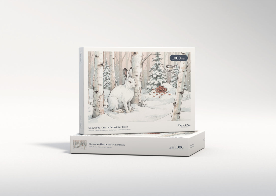 Snowshoe Hare in the Winter Birch jigsaw puzzle - gift box