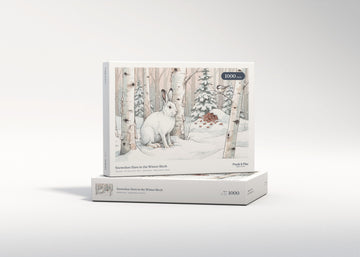 Snowshoe Hare in the Winter Birch jigsaw puzzle - gift box