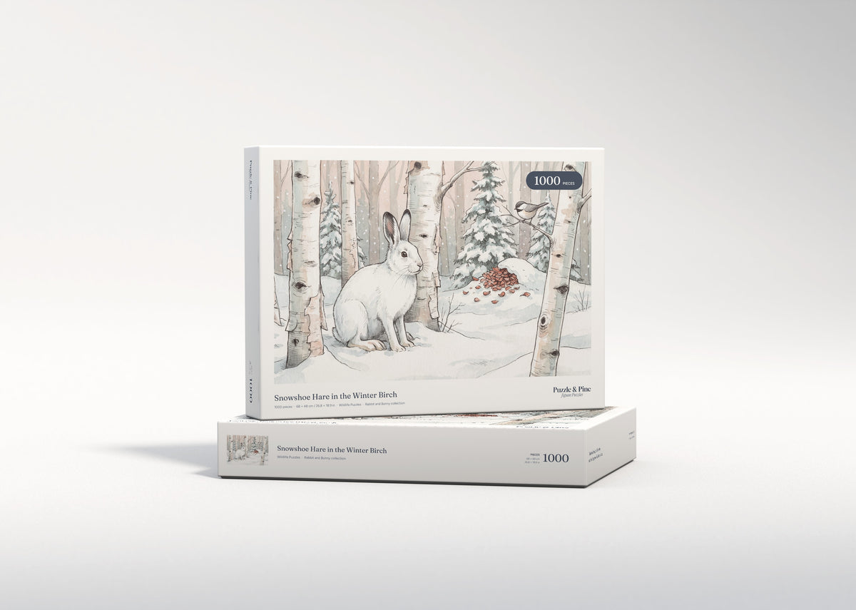 Snowshoe Hare in the Winter Birch jigsaw puzzle - gift box