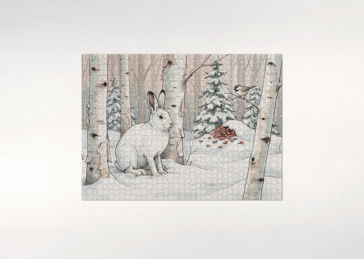 Snowshoe Hare in the Winter Birch jigsaw puzzle - flat puzzle
