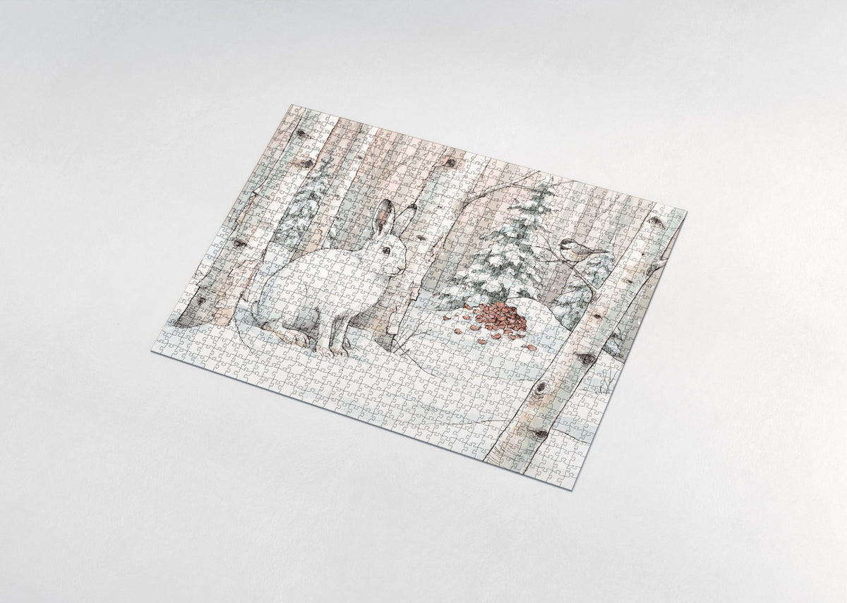 Snowshoe Hare in the Winter Birch jigsaw puzzle - assembled puzzle