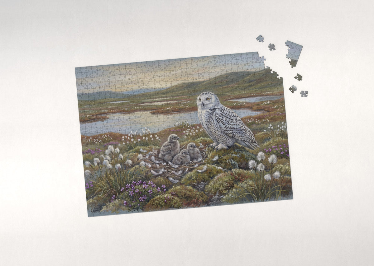 Snowy Owl and Chicks at the Nest jigsaw puzzle - puzzle with loose pieces