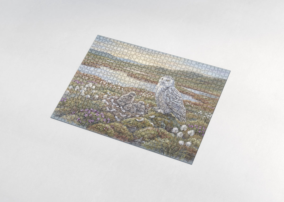 Snowy Owl and Chicks at the Nest jigsaw puzzle - assembled puzzle
