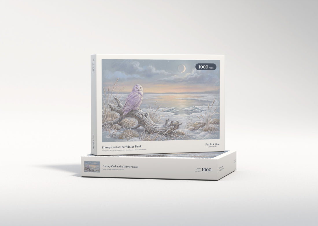 Snowy Owl at the Winter Dusk jigsaw puzzle - gift box