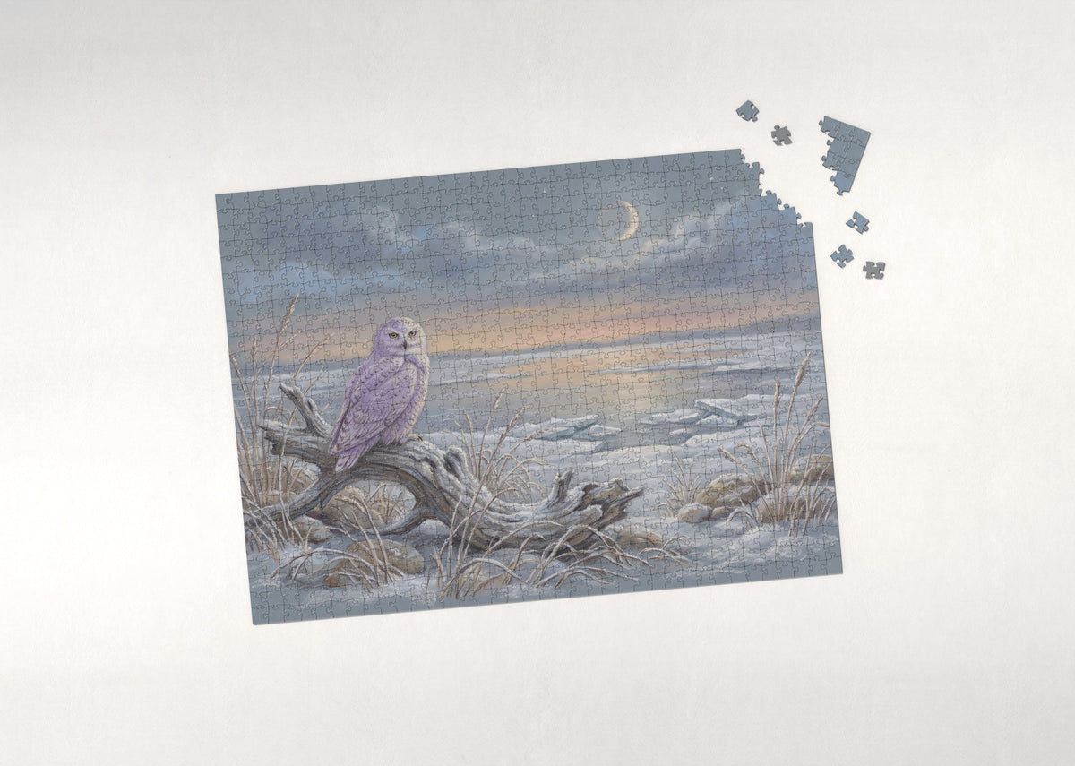 Snowy Owl at the Winter Dusk jigsaw puzzle - puzzle with loose pieces