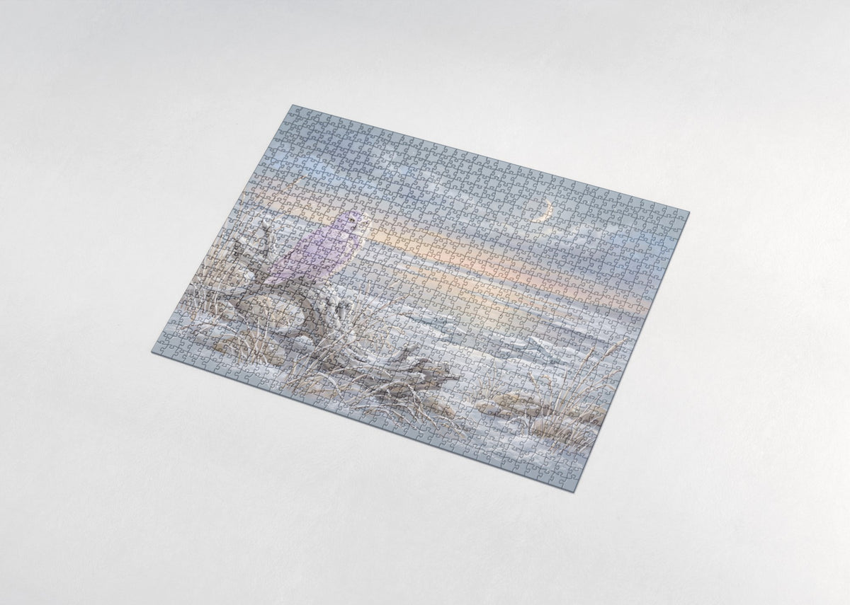 Snowy Owl at the Winter Dusk jigsaw puzzle - assembled puzzle