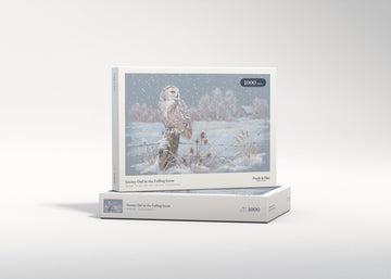 Snowy Owl in the Falling Snow jigsaw puzzle - gift box