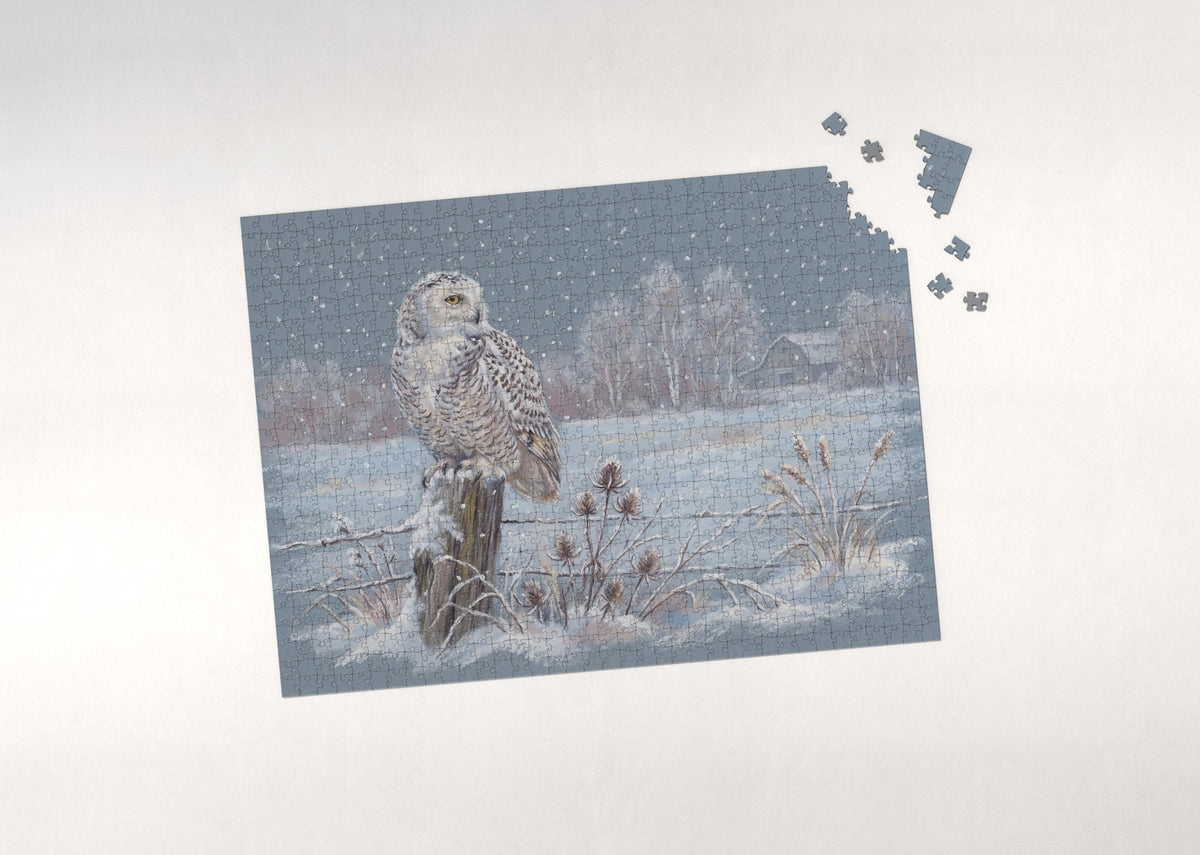 Snowy Owl in the Falling Snow jigsaw puzzle - puzzle with loose pieces