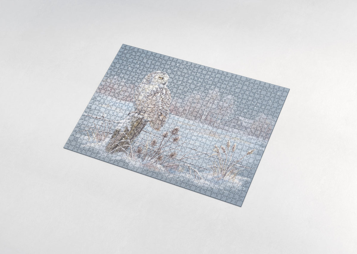 Snowy Owl in the Falling Snow jigsaw puzzle - assembled puzzle