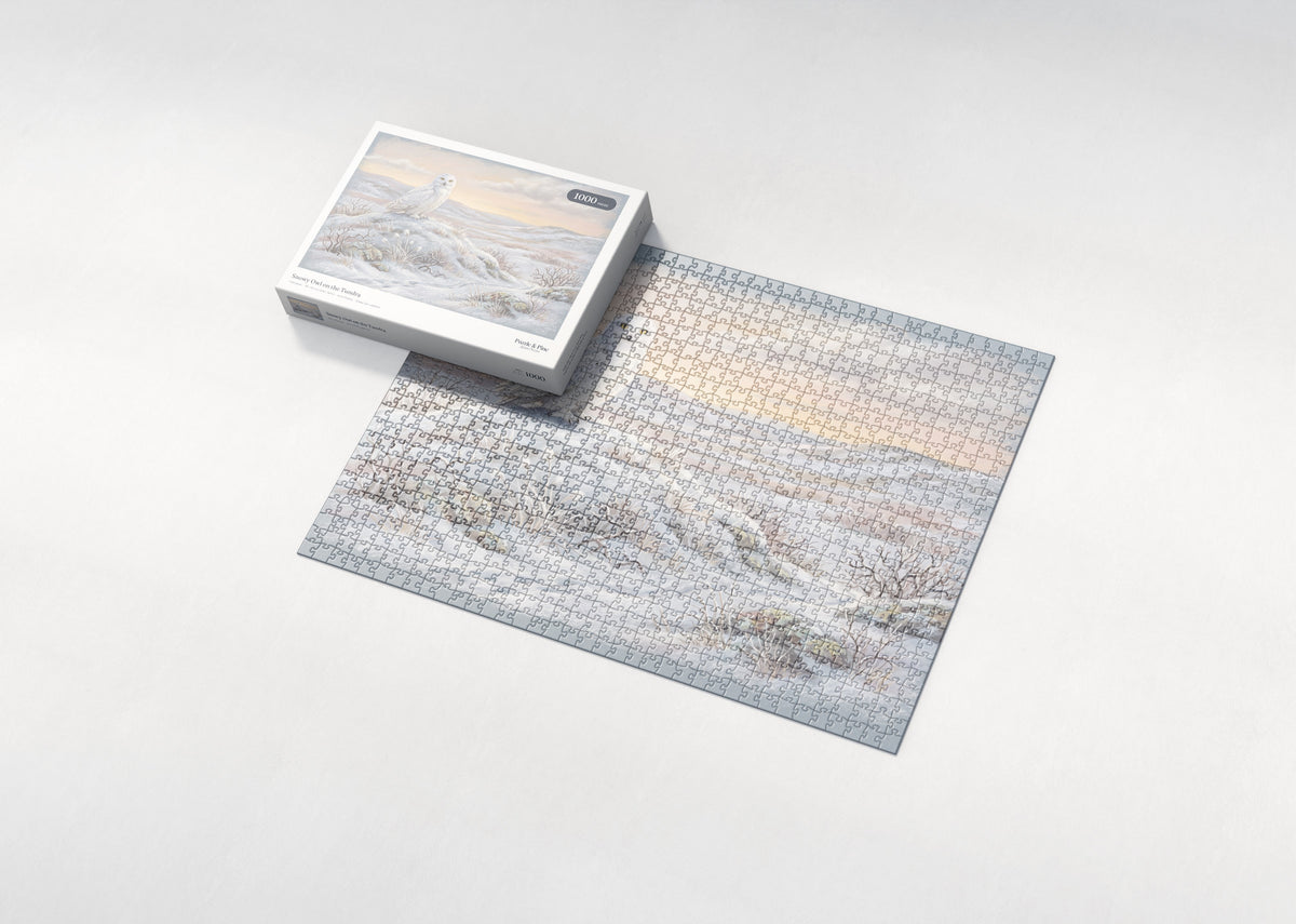 Snowy Owl on the Tundra jigsaw puzzle - box and puzzle