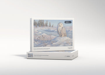 Snowy Owl Perched on the Snowbank jigsaw puzzle - gift box