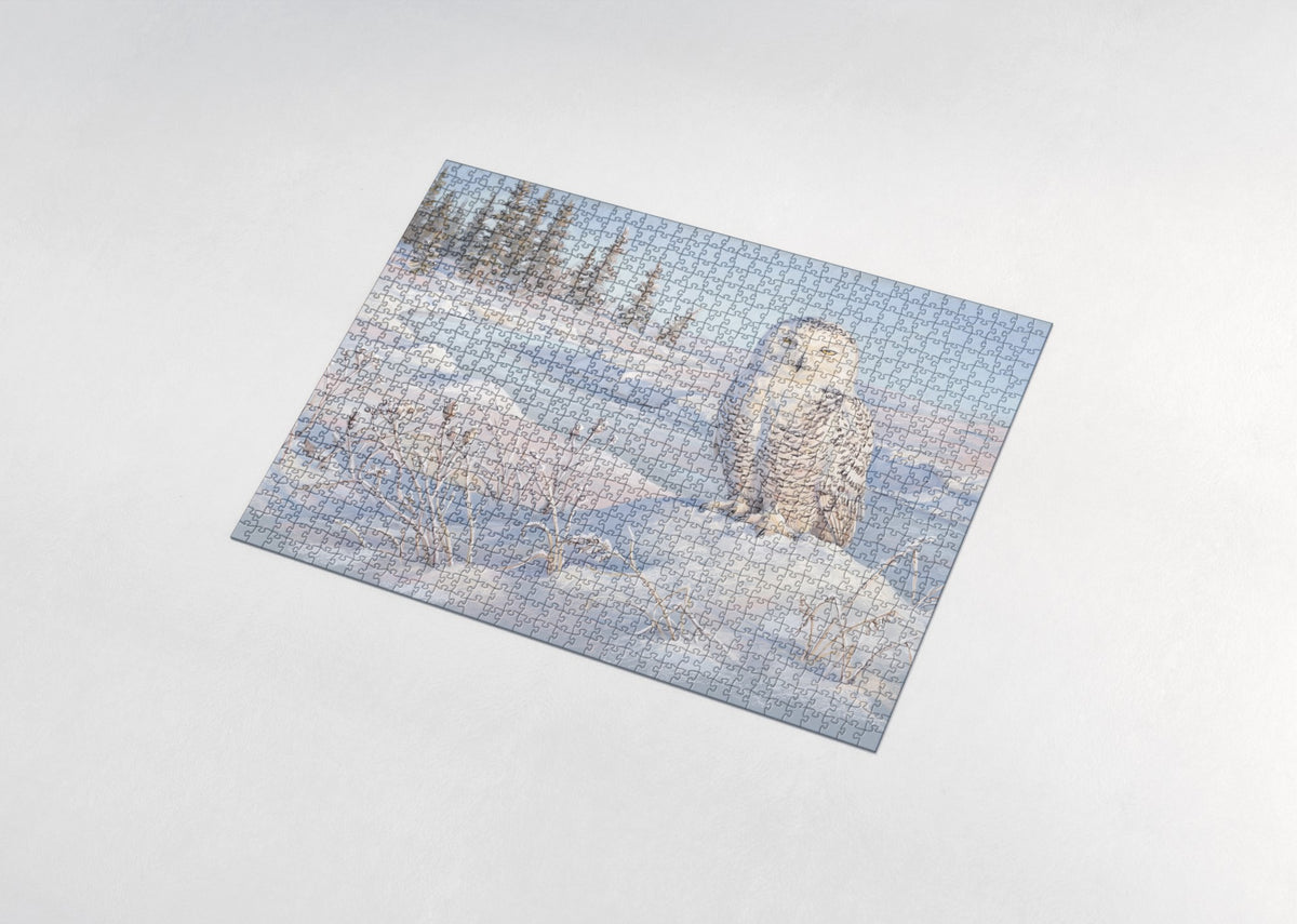 Snowy Owl Perched on the Snowbank jigsaw puzzle - assembled puzzle