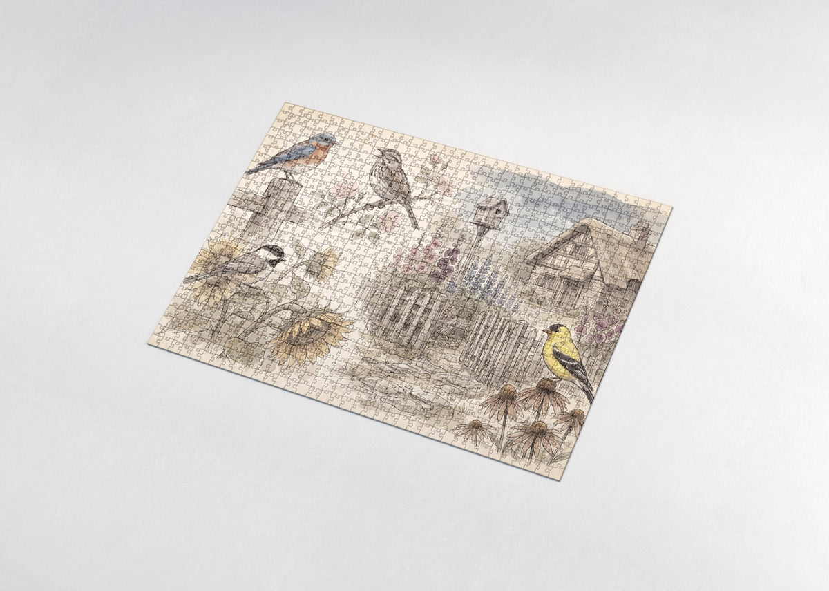 Songbirds in the Cottage Garden jigsaw puzzle - assembled puzzle