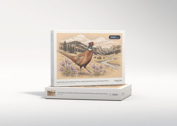 South Dakota State Bird and Flower: Ring Necked Pheasant and Pasque Flower jigsaw puzzle - gift box