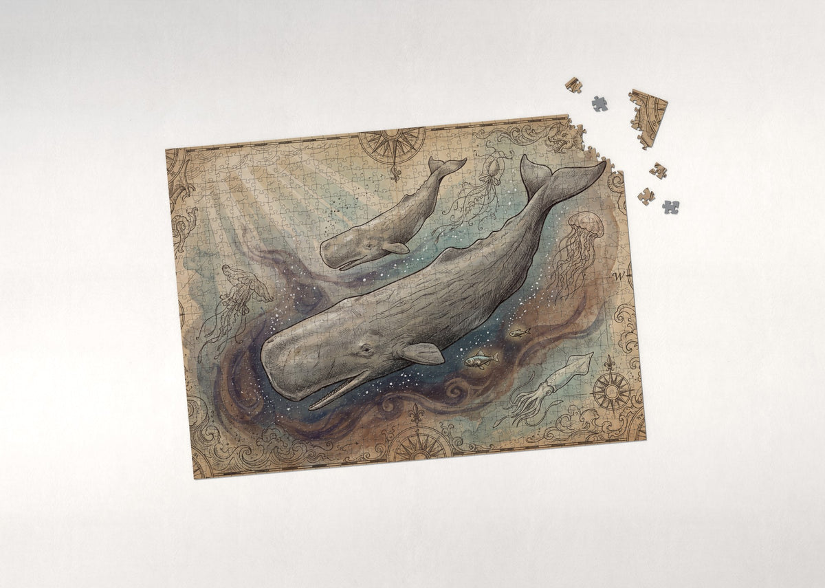 Sperm Whale in the Deep jigsaw puzzle - puzzle with loose pieces