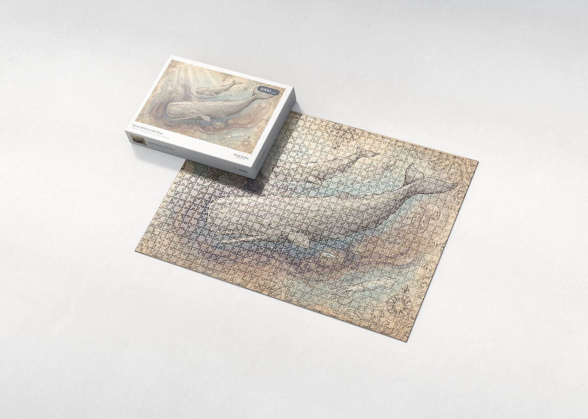 Sperm Whale in the Deep jigsaw puzzle - box and puzzle