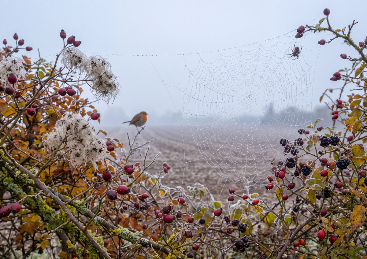Spider Web in the Autumn Hedge jigsaw puzzle