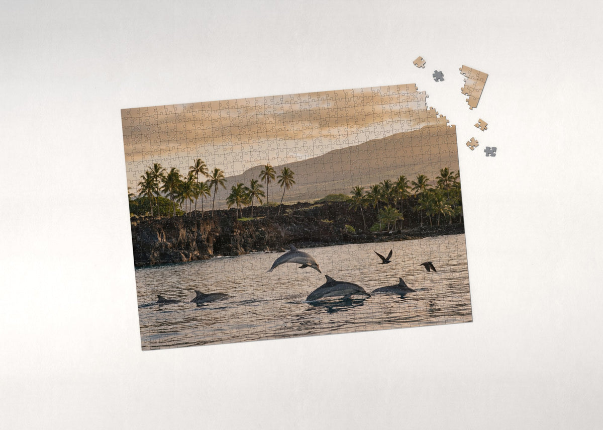 Spinner Dolphins at Dawn jigsaw puzzle - puzzle with loose pieces