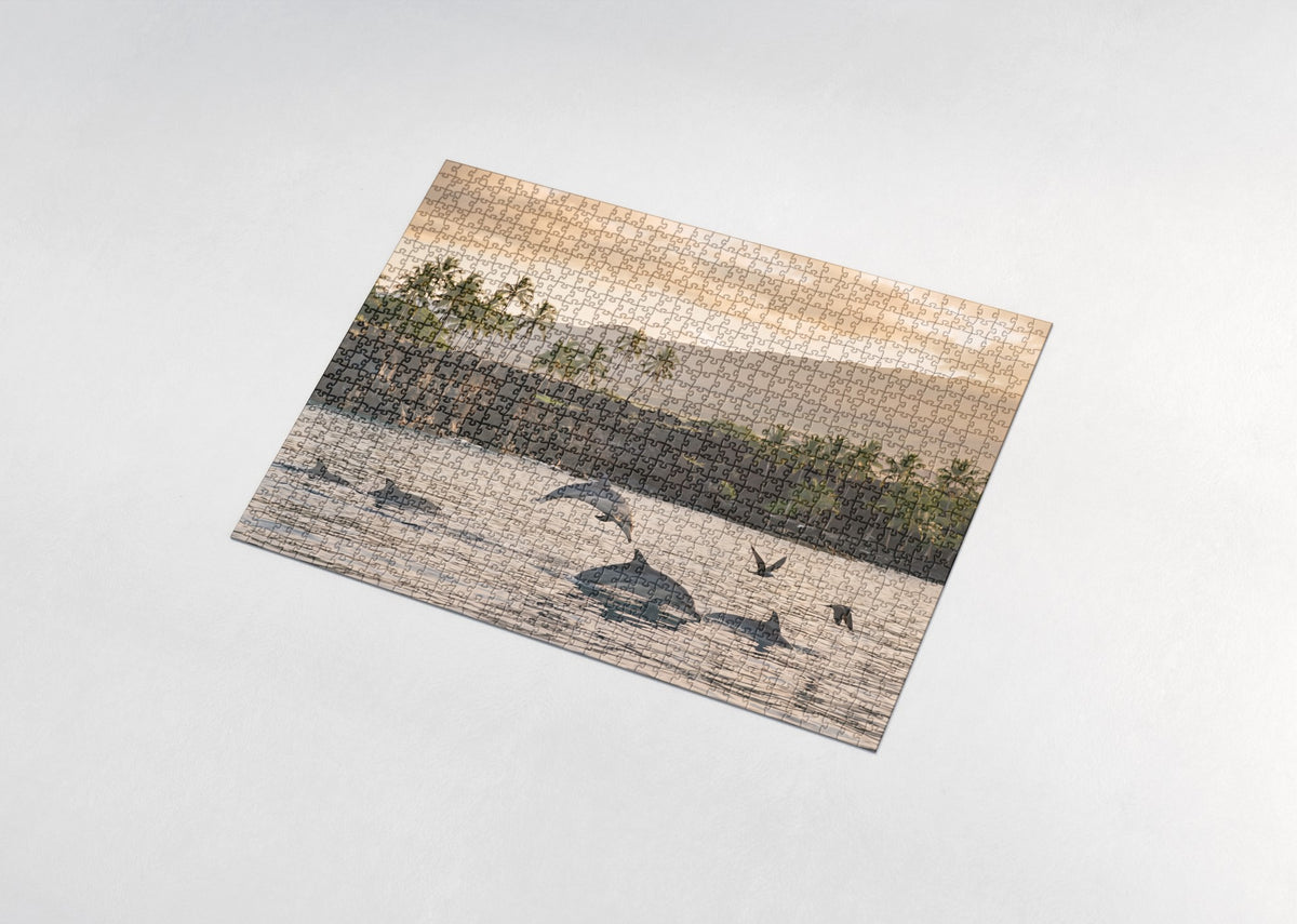 Spinner Dolphins at Dawn jigsaw puzzle - assembled puzzle