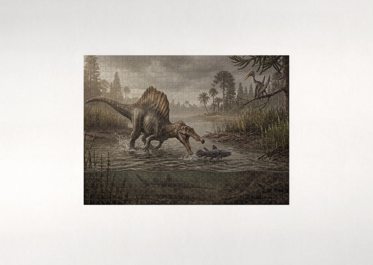 Spinosaurus Fishing in the River jigsaw puzzle - flat puzzle