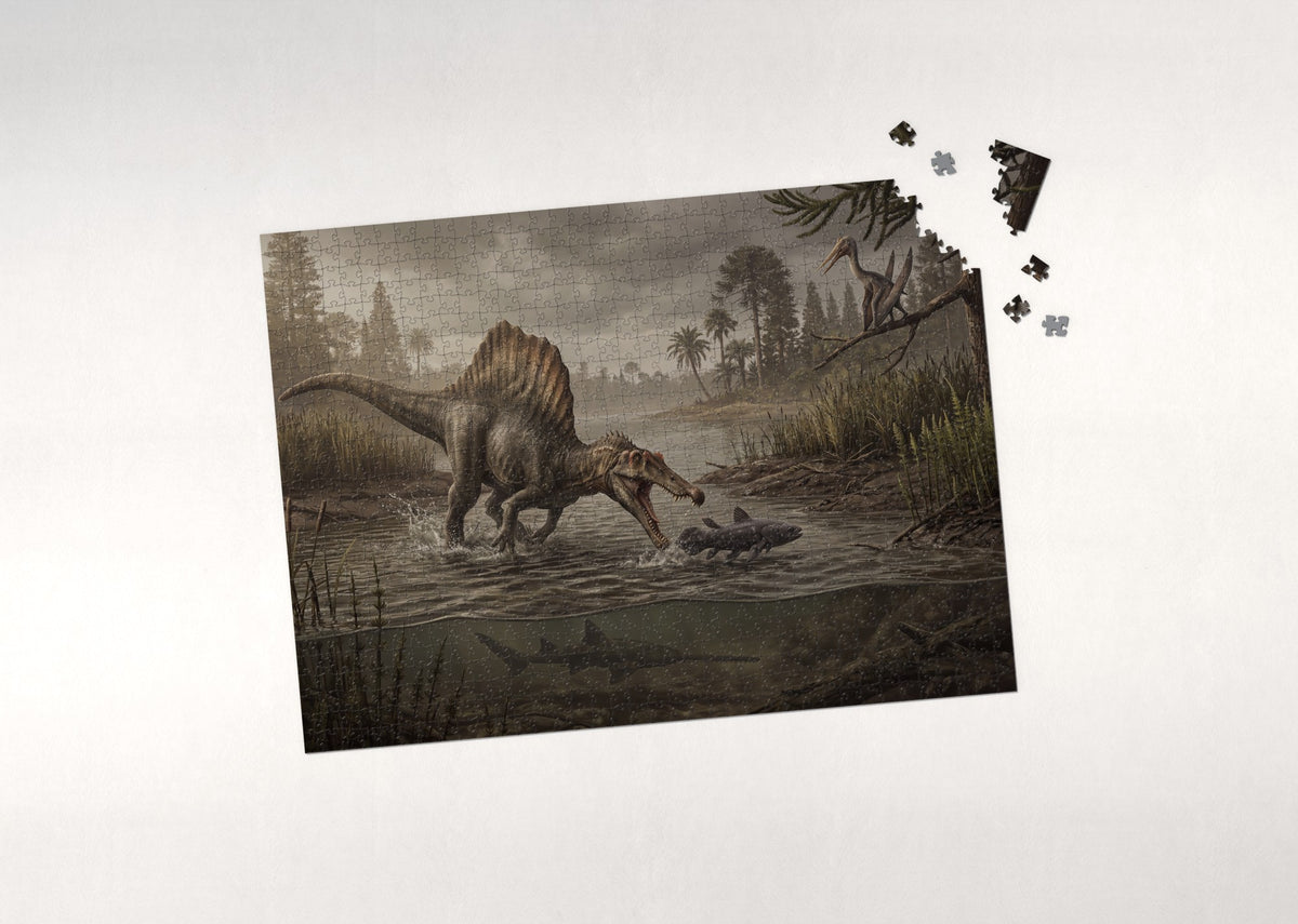 Spinosaurus Fishing in the River jigsaw puzzle - puzzle with loose pieces