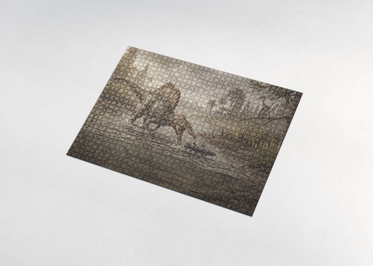 Spinosaurus Fishing in the River jigsaw puzzle - assembled puzzle