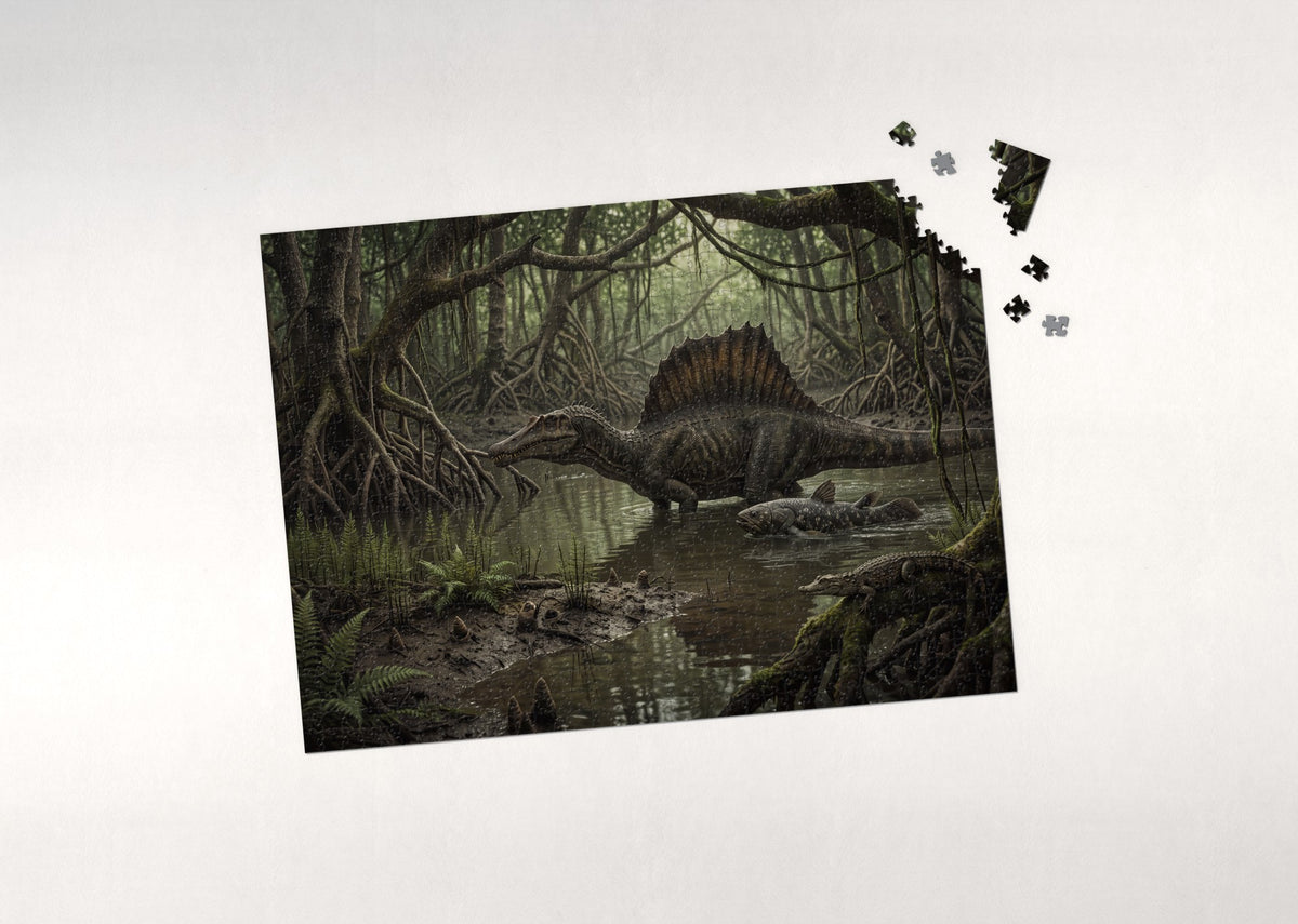 Spinosaurus in the Mangrove Swamp jigsaw puzzle - puzzle with loose pieces