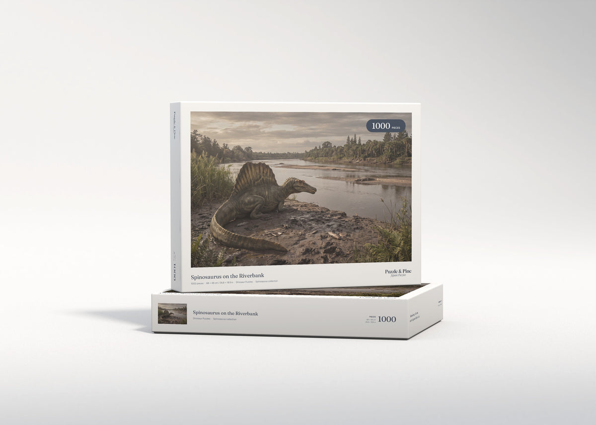 Spinosaurus on the Riverbank jigsaw puzzle - gift box
