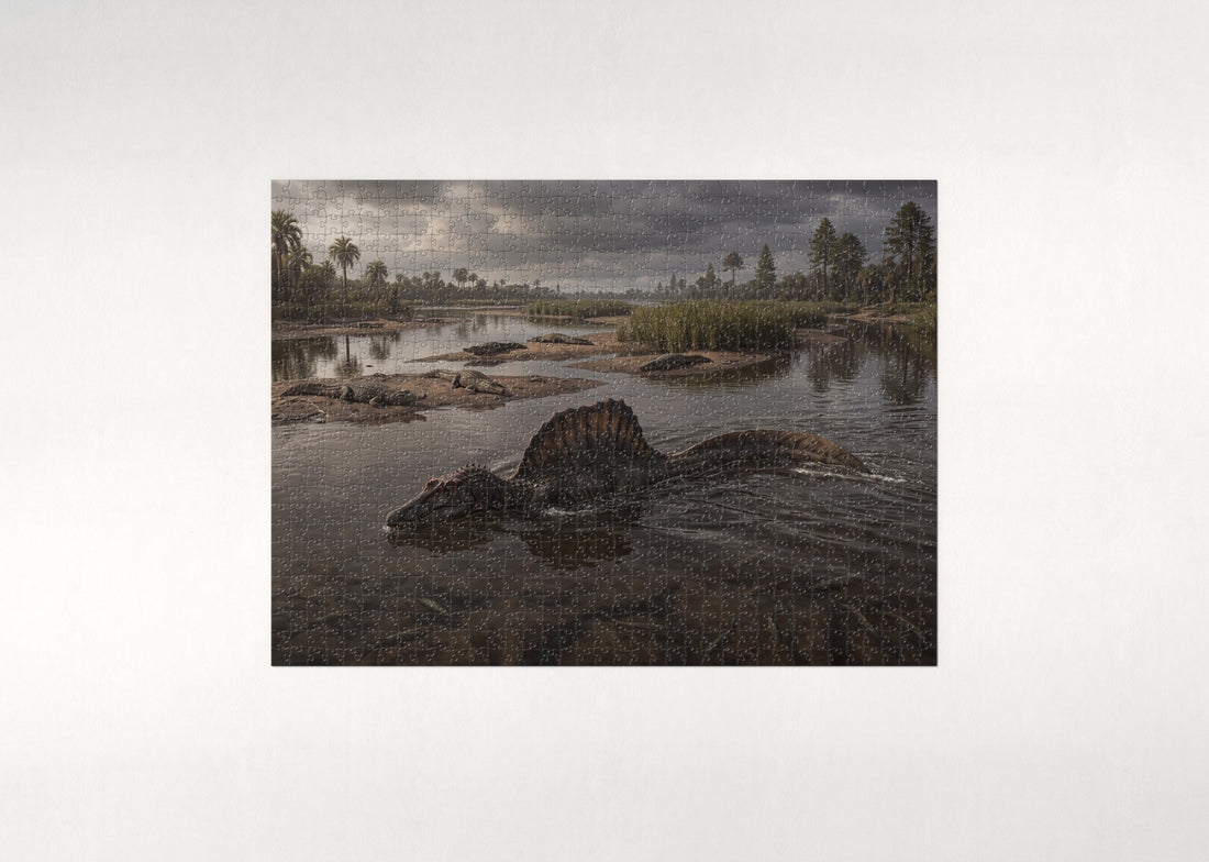 Spinosaurus Swimming the Delta jigsaw puzzle - gift box
