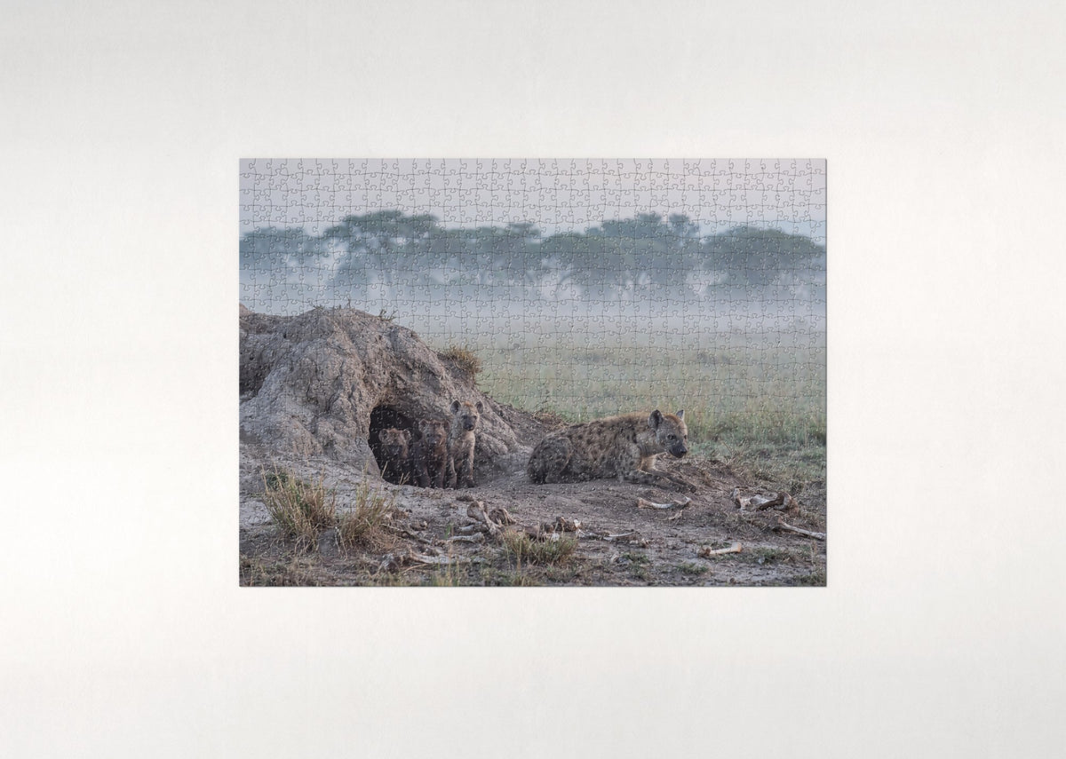 Spotted Hyena Pups at the Den jigsaw puzzle - flat puzzle