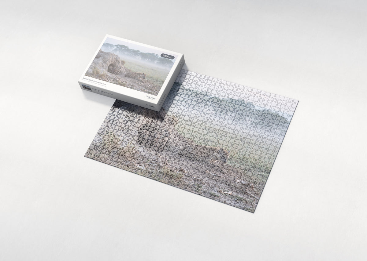 Spotted Hyena Pups at the Den jigsaw puzzle - box and puzzle