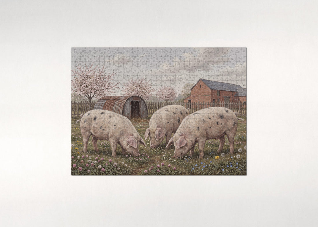 Spotted Pigs in the Clover jigsaw puzzle - gift box