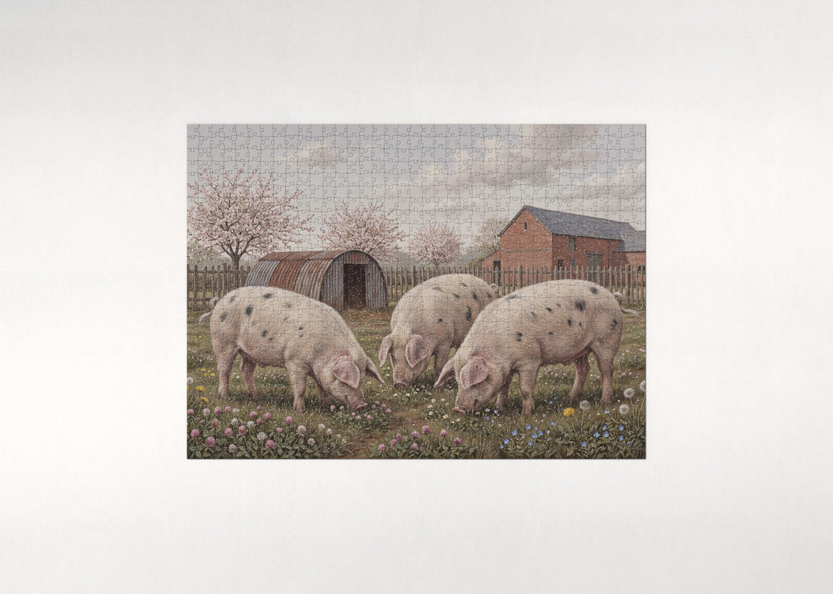 Spotted Pigs in the Clover jigsaw puzzle - flat puzzle