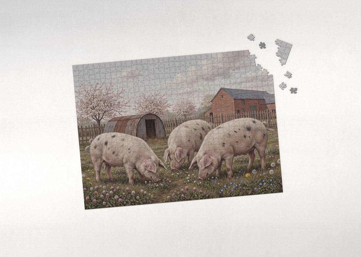 Spotted Pigs in the Clover jigsaw puzzle - puzzle with loose pieces
