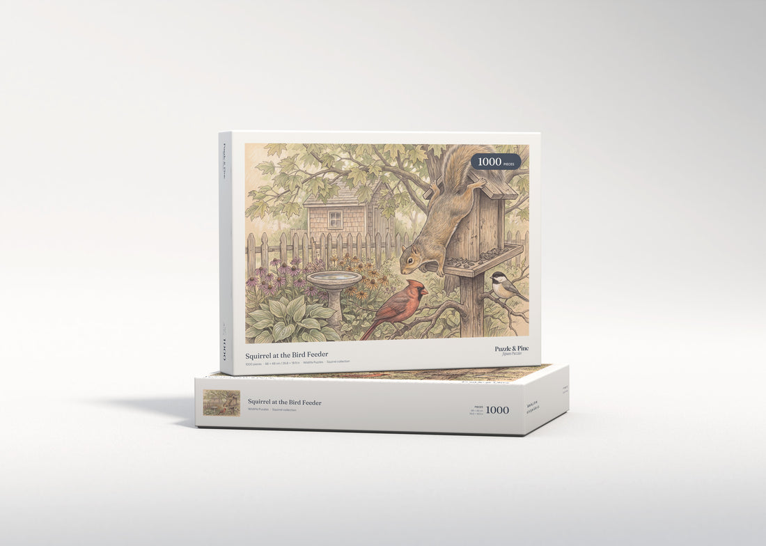 Squirrel at the Bird Feeder jigsaw puzzle - gift box