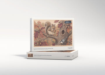 Squirrel Gathering Acorns in the Autumn Oak jigsaw puzzle - gift box
