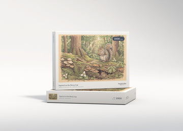 Squirrel on the Mossy Log jigsaw puzzle - gift box